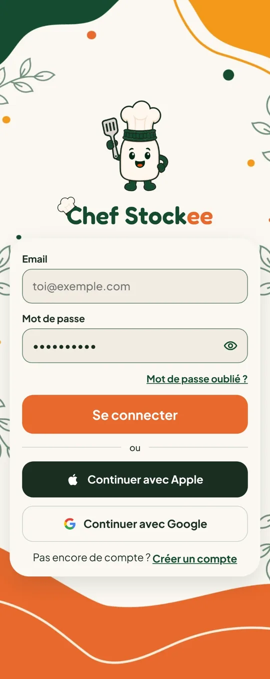 Chef Stockee — anti-gaspi — écran 1
